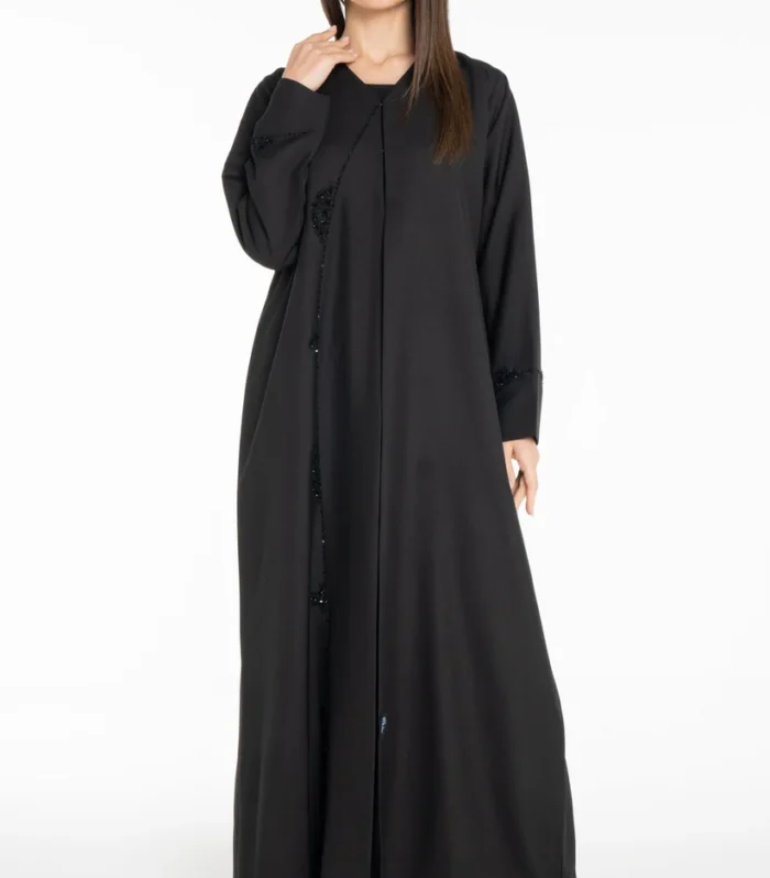 Minimal embellished Black Abaya
