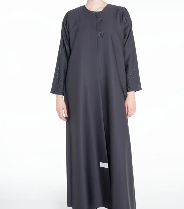 Embellished grey Abaya